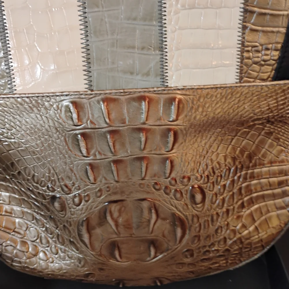 Brahmin Leather Croc Patchwork Shoulder Purse - Picture 12 of 16
